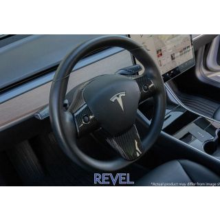 Revel GT Dry Carbon Steering Wheel Insert Covers Tesla Model 3 - 3 Piece 